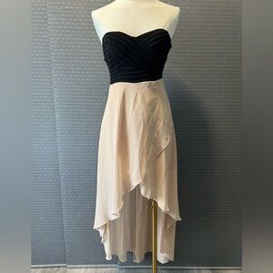 Windsor Faux Wrap Strapless High Low Dress